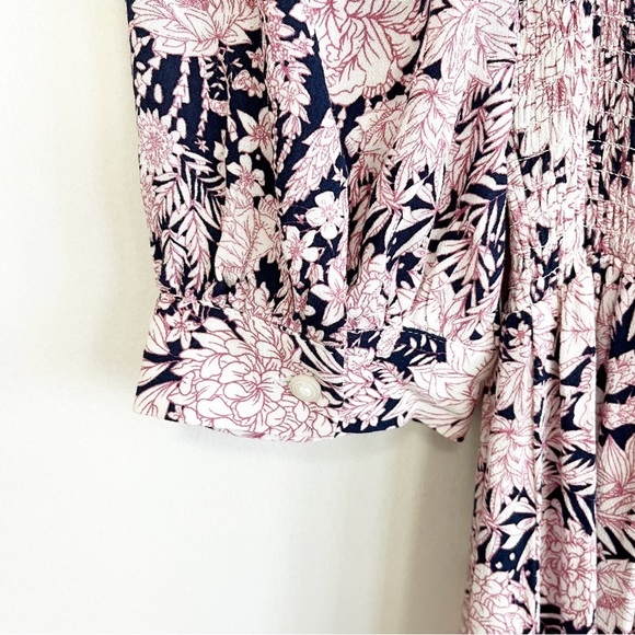 BOGO! Something Navy Peacot Leah Smocked Floral Maxi Dress Size XS - Picture 6 of 8